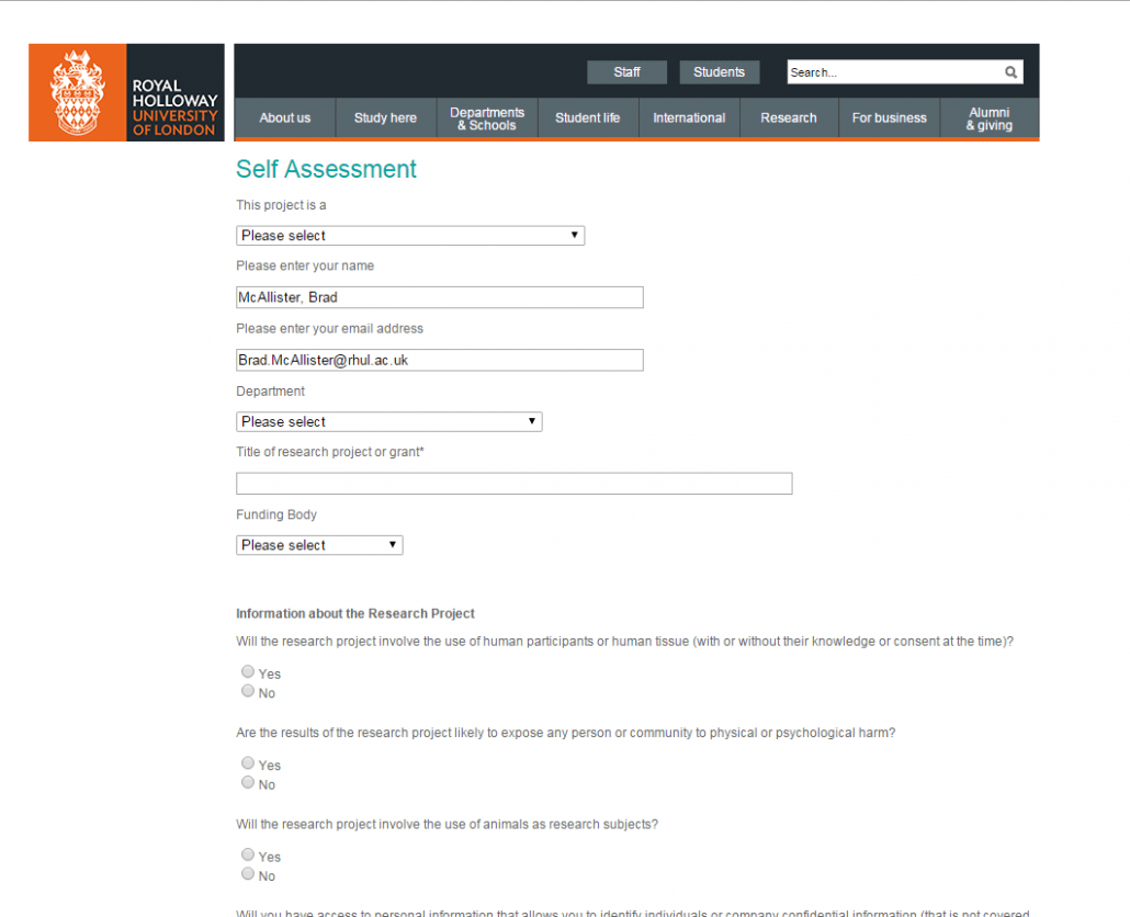 Royal Holloway University Project