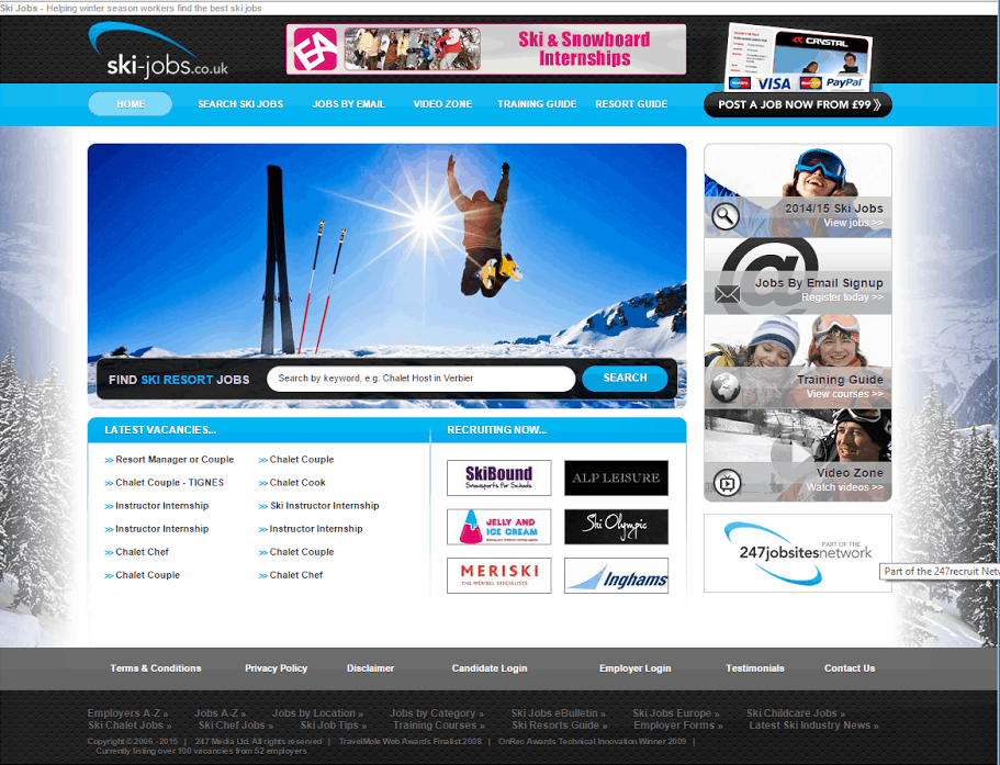 Ski Jobs Responsive site conversion site Design Agency